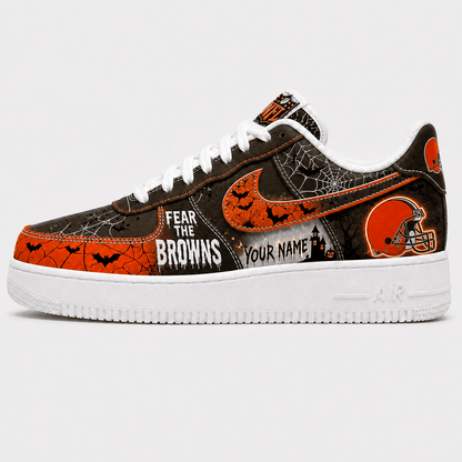 Cleveland Browns | Premium Fear The Team Halloween Low Top Sneakers - Va32190