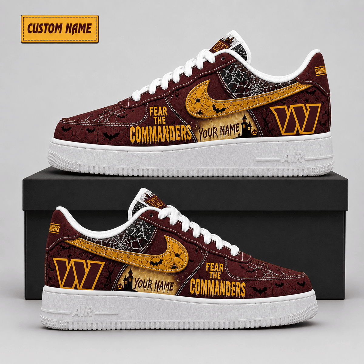 Washington Commanders | Premium Fear The Team Halloween Low Top Sneakers - Va323530