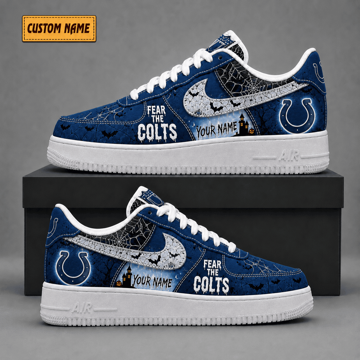 Indianapolis Colts | Premium Fear The Team Halloween Low Top Sneakers - Va323511