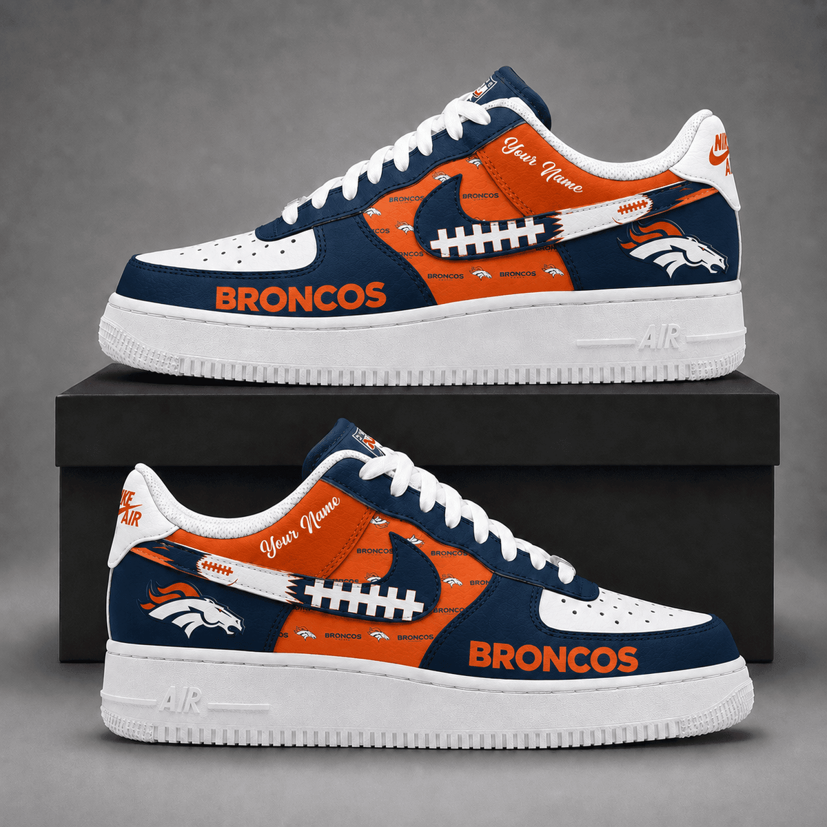 Denver Broncos | Premium Fear The Team Low Top Sneakers Personalized - Va37420