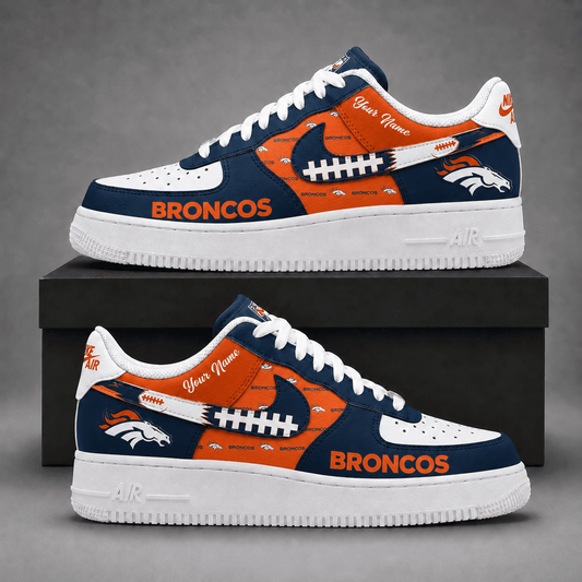 Denver Broncos | Premium Fear The Team Low Top Sneakers Personalized - Va37420