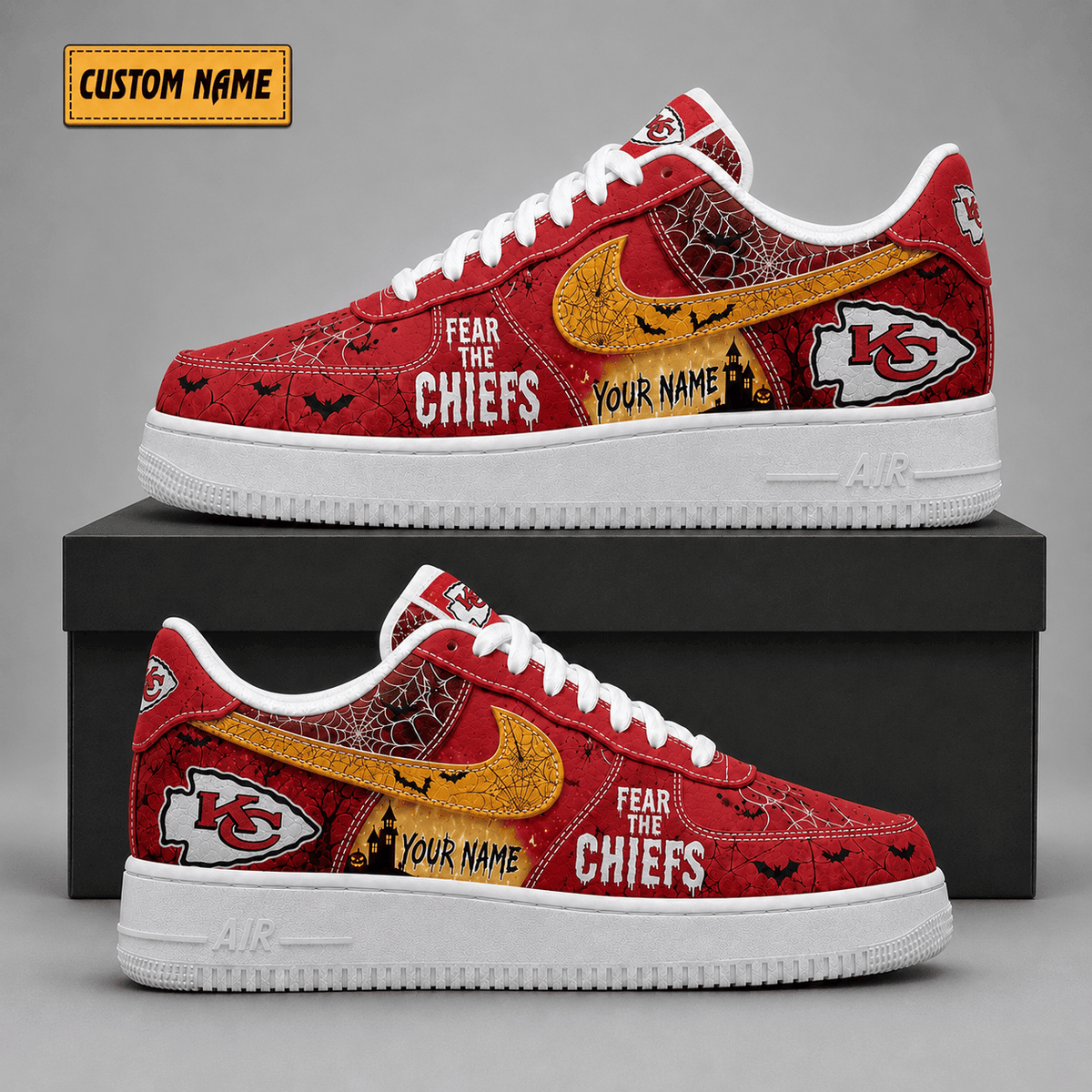 Kansas City Chiefs | Premium Fear The Team Halloween Low Top Sneakers - Va323518