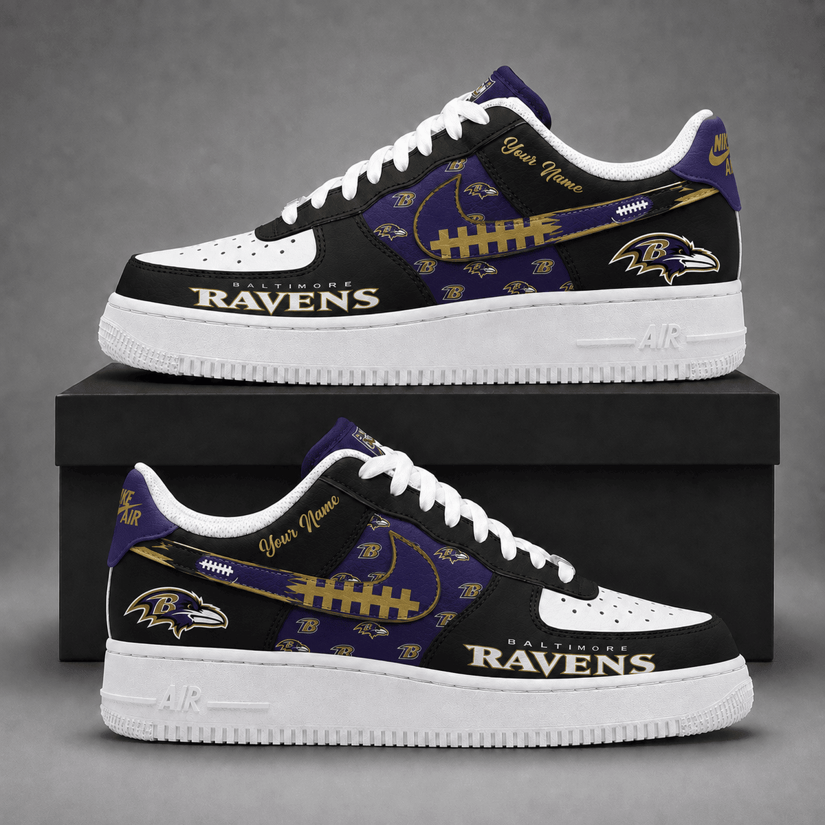 Baltimore Ravens | Premium Fear The Team Low Top Sneakers Personalized - Va37422