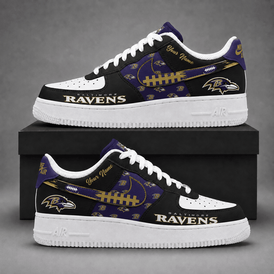 Baltimore Ravens | Premium Fear The Team Low Top Sneakers Personalized - Va37422