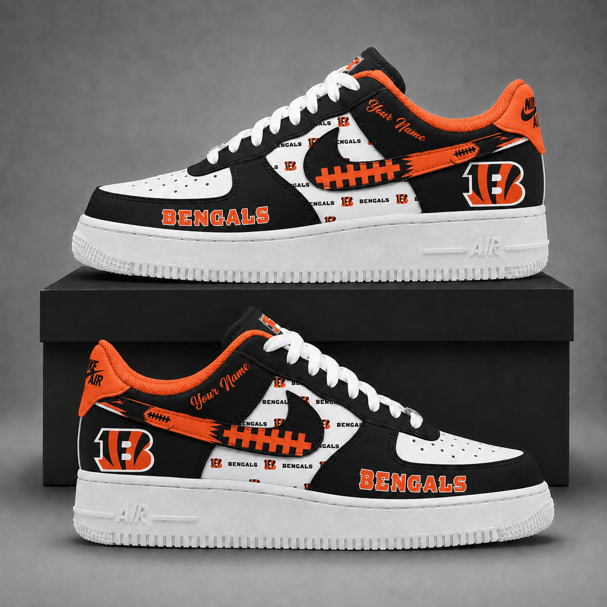 Cincinnati Bengals | Premium Fear The Team Low Top Sneakers Personalized - Va37425