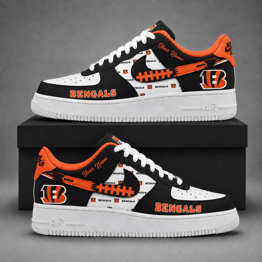 Cincinnati Bengals | Premium Fear The Team Low Top Sneakers Personalized - Va37425