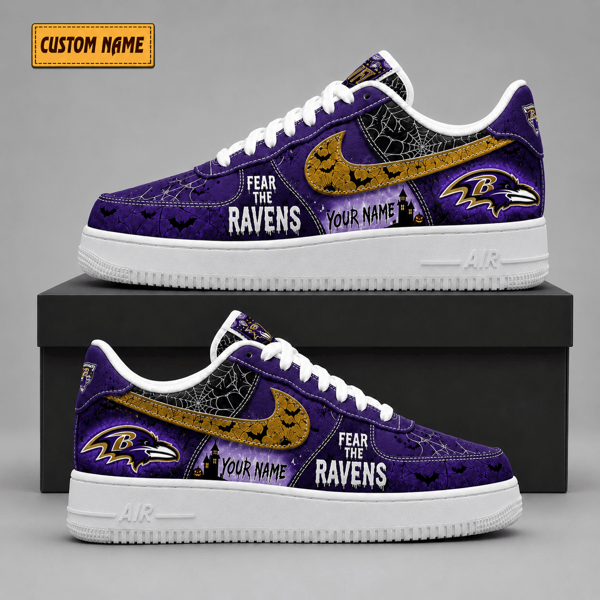 Baltimore Ravens | Premium Fear The Team Halloween Low Top Sneakers - Va323517