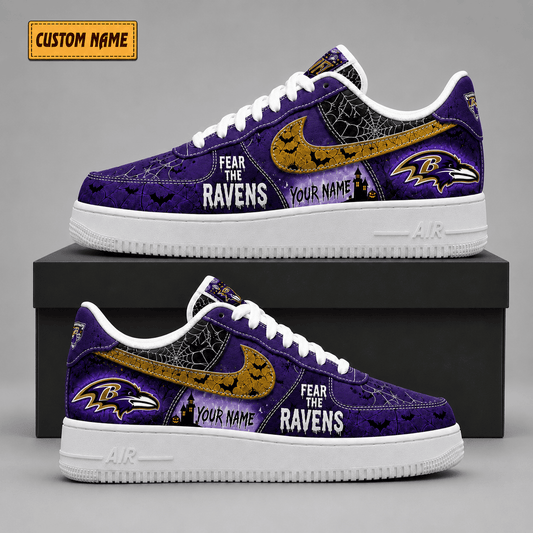 Baltimore Ravens | Premium Fear The Team Halloween Low Top Sneakers - Va323517