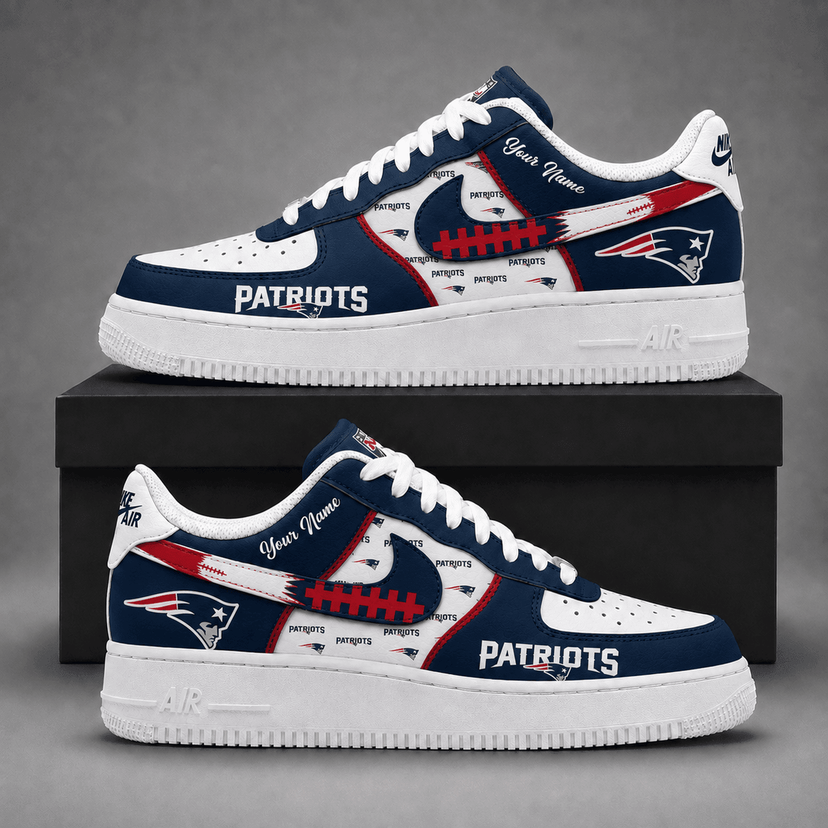 New England Patriots | Premium Fear The Team Low Top Sneakers Personalized - Va37418