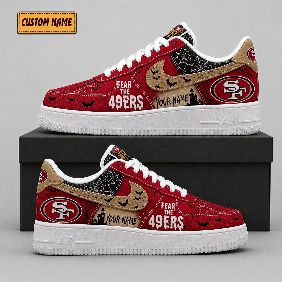 San Francisco 49ers | Premium Fear The Team Halloween Low Top Sneakers - Va323529