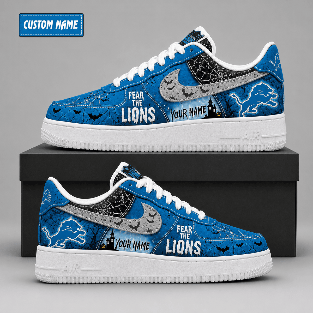 Detroit Lions | Premium Fear The Team Halloween Low Top Sneakers - Va323531