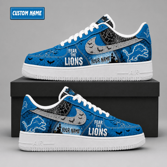 Detroit Lions | Premium Fear The Team Halloween Low Top Sneakers - Va323531