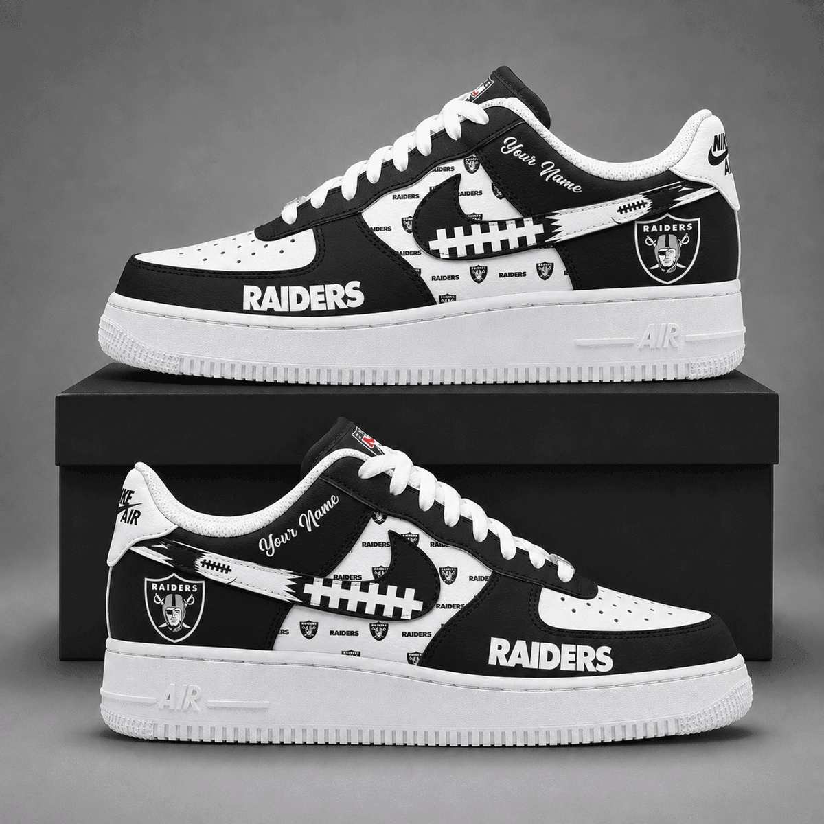 Raiders | Premium Fear The Team Low Top Sneakers Personalized - Va37419