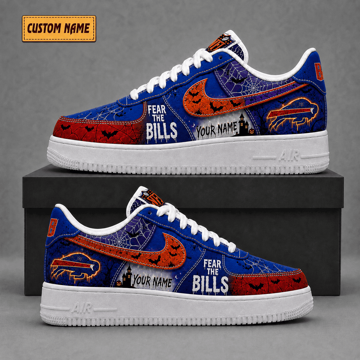 Buffalo Bills | Premium Fear The Team Halloween Low Top Sneakers - Va32198