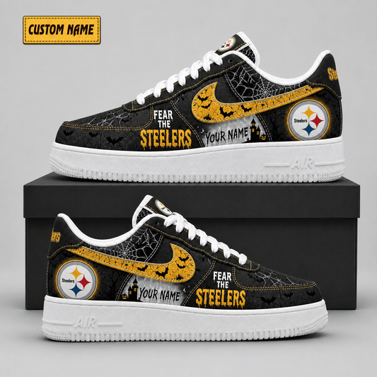 Pittsburgh Steelers | Premium Fear The Team Halloween Low Top Sneakers - Va323510