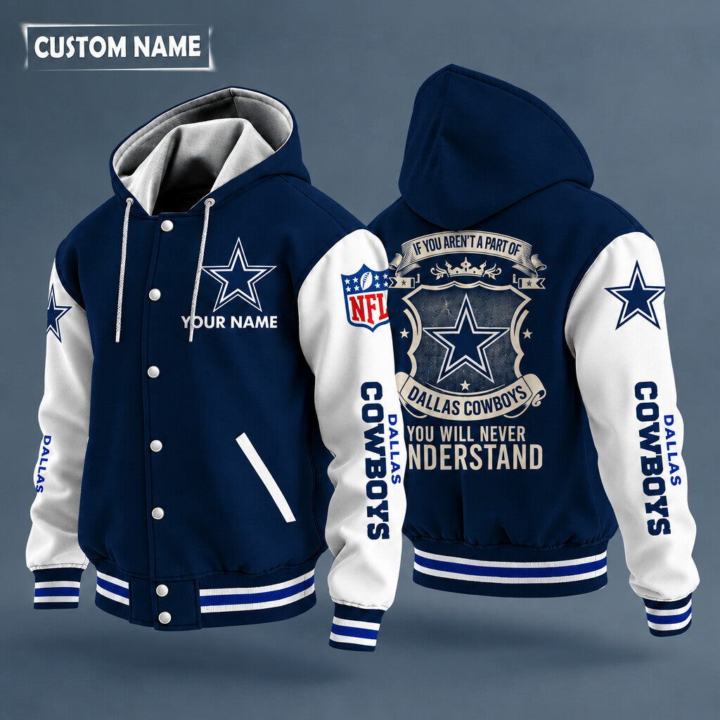 Dallas Cowboys Hooded Letterman Jacket Custom Name Pmpfef