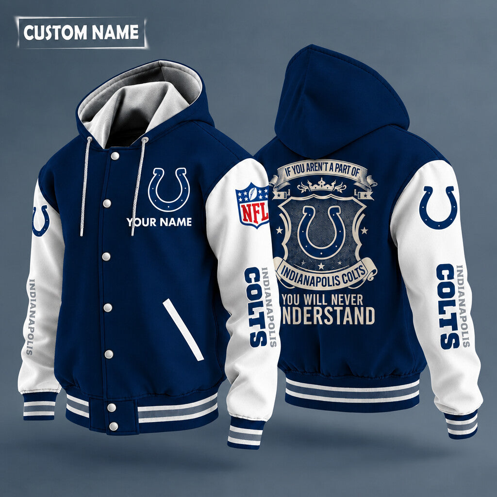 Indianapolis Colts Hooded Letterman Jacket Custom Name P256l8
