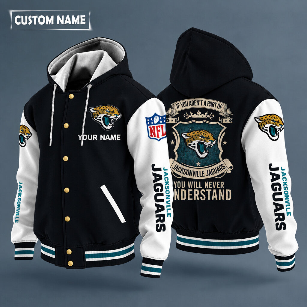 Jacksonville Jaguars Hooded Letterman Jacket Custom Name Pxmaqn