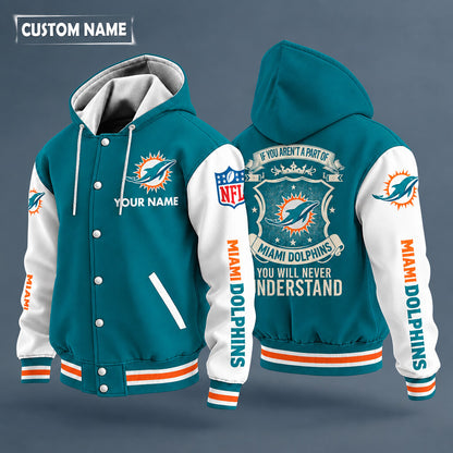 Miami Dolphins Hooded Letterman Jacket Custom Name Pyajjm