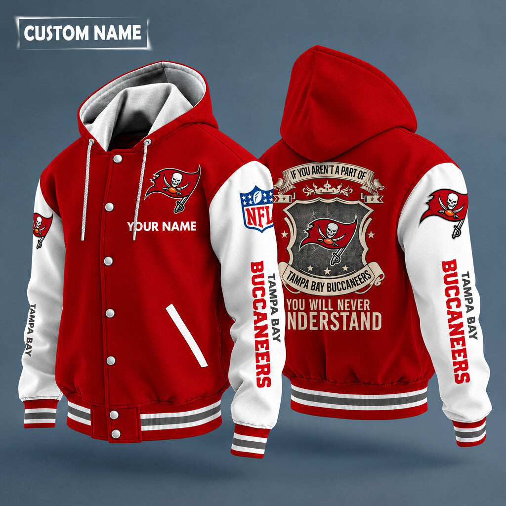 Tampa Bay Buccaneers Hooded Letterman Jacket Custom Name Pvd6aj