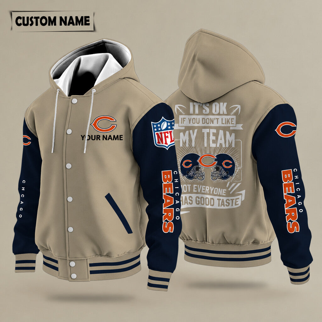Chicago Bears It's Ok If You Don't Like My Team Hooded Letterman Jacke