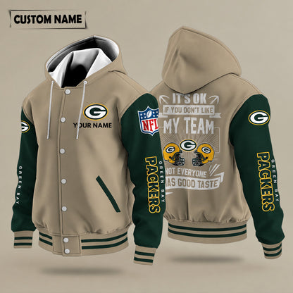 Green Bay Packers It's Ok If You Don't Like My Team Hooded Letterman Jacket Custom Name Pkpnq9