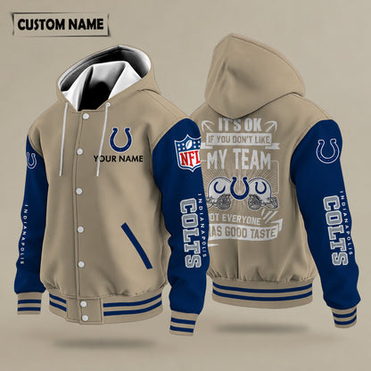 Indianapolis Colts It's Ok If You Don't Like My Team Hooded Letterman Jacket Custom Name Pdf45f