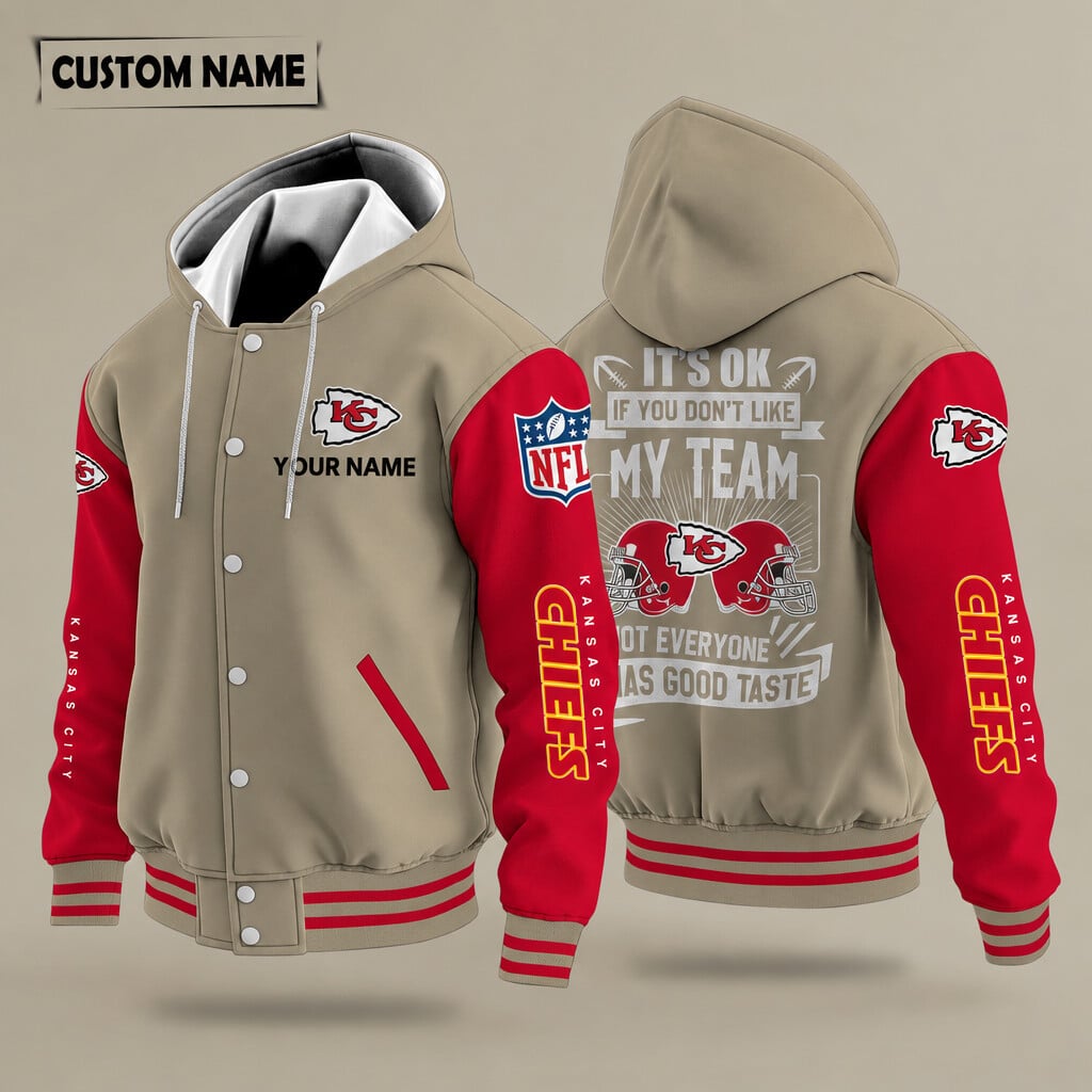 Kansas City Chiefs It's Ok If You Don't Like My Team Hooded Letterman Jacket Custom Name P5zacq