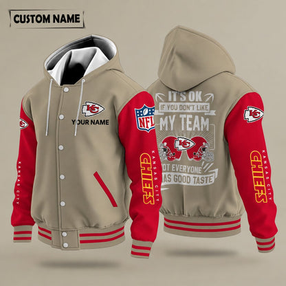 Kansas City Chiefs It's Ok If You Don't Like My Team Hooded Letterman Jacket Custom Name P5zacq