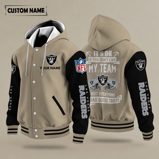 Las Vegas Raiders It's Ok If You Don't Like My Team Hooded Letterman Jacket Custom Name Pkjkh5