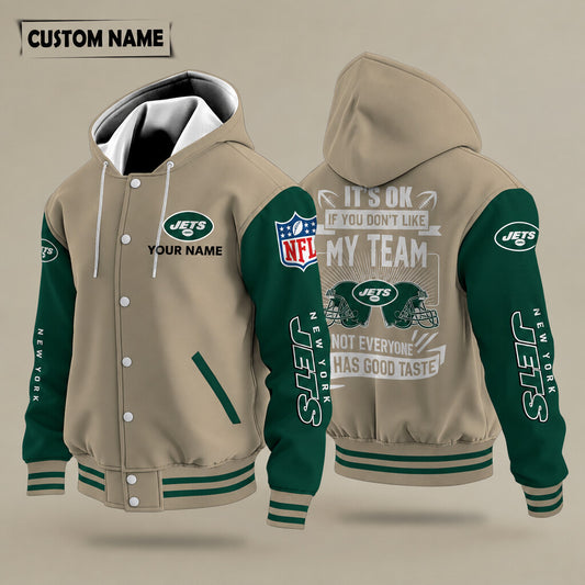 New York Jets It's Ok If You Don't Like My Team Hooded Letterman Jacket Custom Name Pyprlr