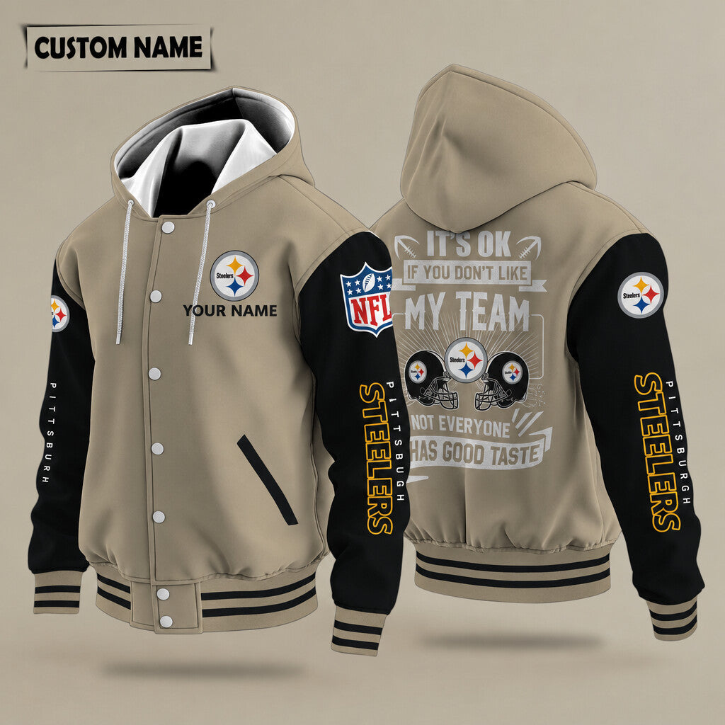 Pittsburgh Steelers It's Ok If You Don't Like My Team Hooded Letterman Jacket Custom Name Pf3pce