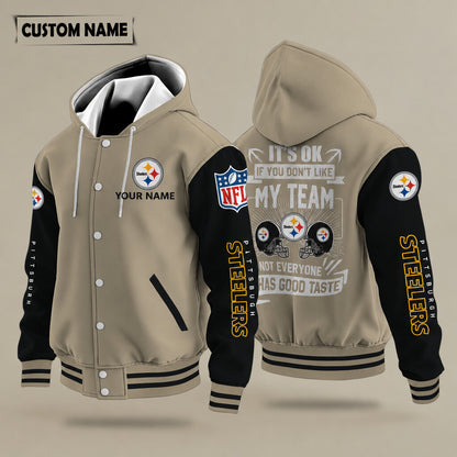 Pittsburgh Steelers It's Ok If You Don't Like My Team Hooded Letterman Jacket Custom Name Pf3pce