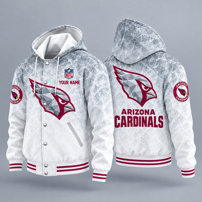 Arizona Cardinals Ice Hooded Letterman Jacket Custom Name P3577e