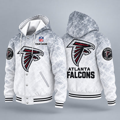 Atlanta Falcons Ice Hooded Letterman Jacket Custom Name Pjbq5n