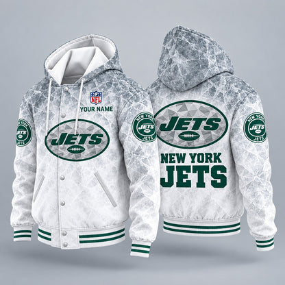 New York Jets Ice Hooded Letterman Jacket Custom Name Pqt9p5