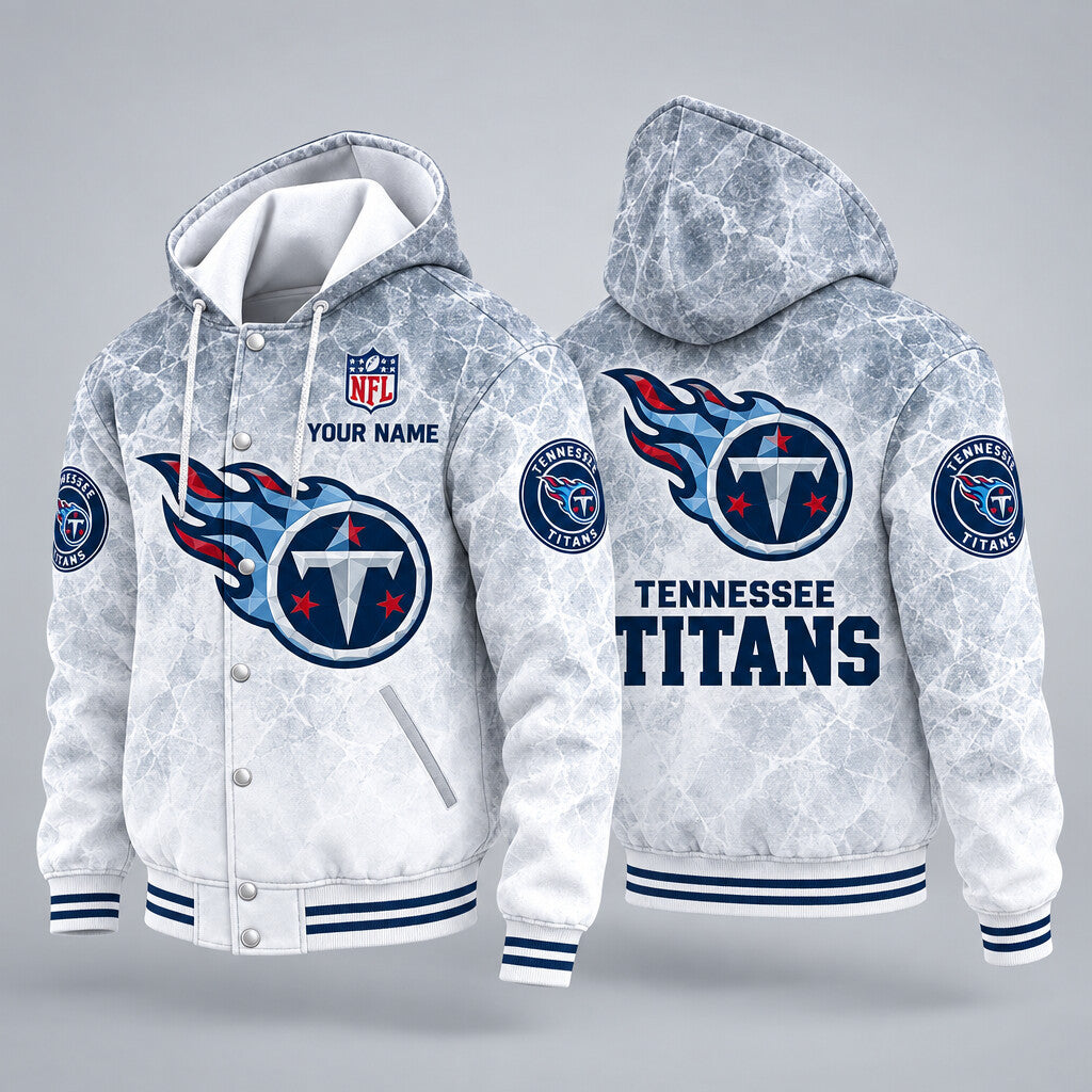 Tennessee Titans Ice Hooded Letterman Jacket Custom Name P5me36