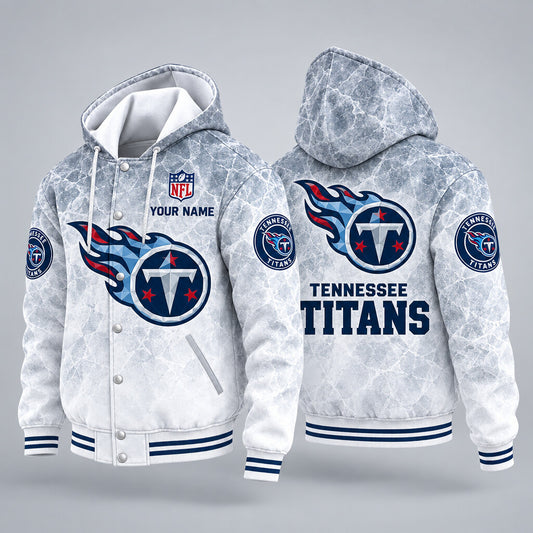 Tennessee Titans Ice Hooded Letterman Jacket Custom Name P5me36