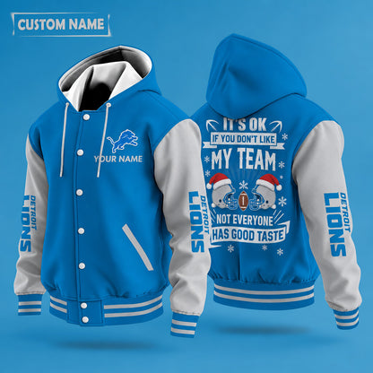 Detroit Lions It's Ok If You Don't Like My Team Christmas Hooded Lette