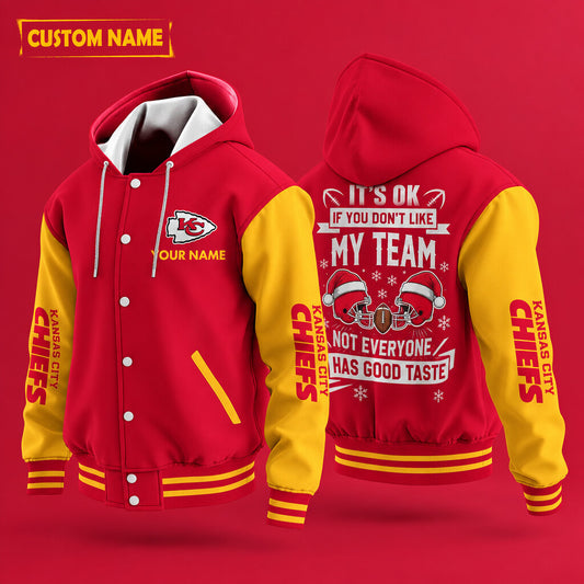 Kansas City Chiefs It's Ok If You Don't Like My Team Christmas Hooded Letterman Jacket Custom Name Pnofc6