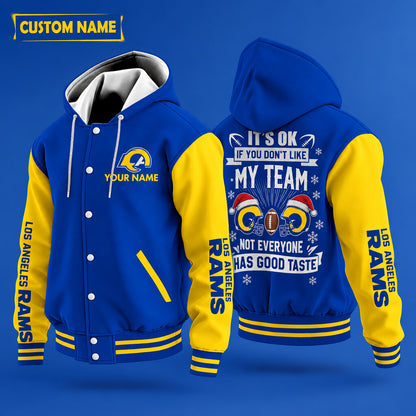Los Angeles Rams It's Ok If You Don't Like My Team Christmas Hooded Letterman Jacket Custom Name Pdnfre