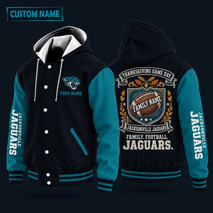 Jacksonville Jaguars Thanksgiving Game Day Family Hooded Letterman Jac