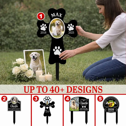 Personalized Dog Memorial Garden Stake With Photo – Custom Name & Date, Pet Loss Sympathy Gift