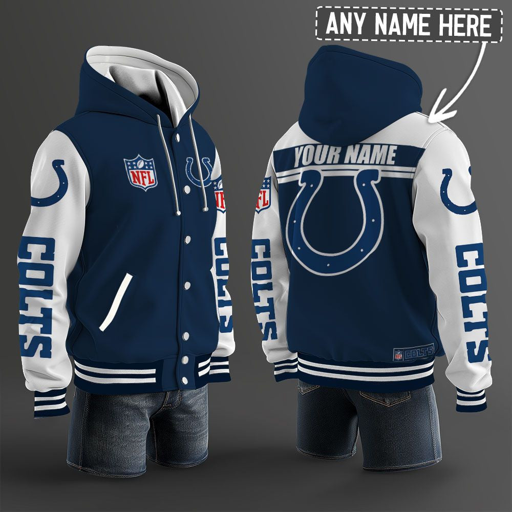 Indianapolis Colts Hooded Letterman Jacket Custom Name Brdct3da140