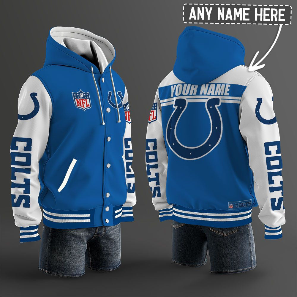 Indianapolis Colts Hooded Letterman Jacket Custom Name Brdct3da140