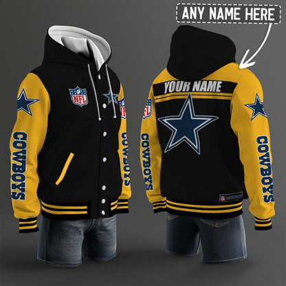 Dallas Cowboys Hooded Letterman Jacket Custom Name Brdct3da0905