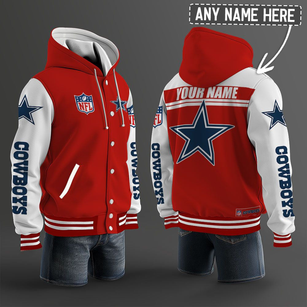 Dallas Cowboys Hooded Letterman Jacket Custom Name Brdct3da0905