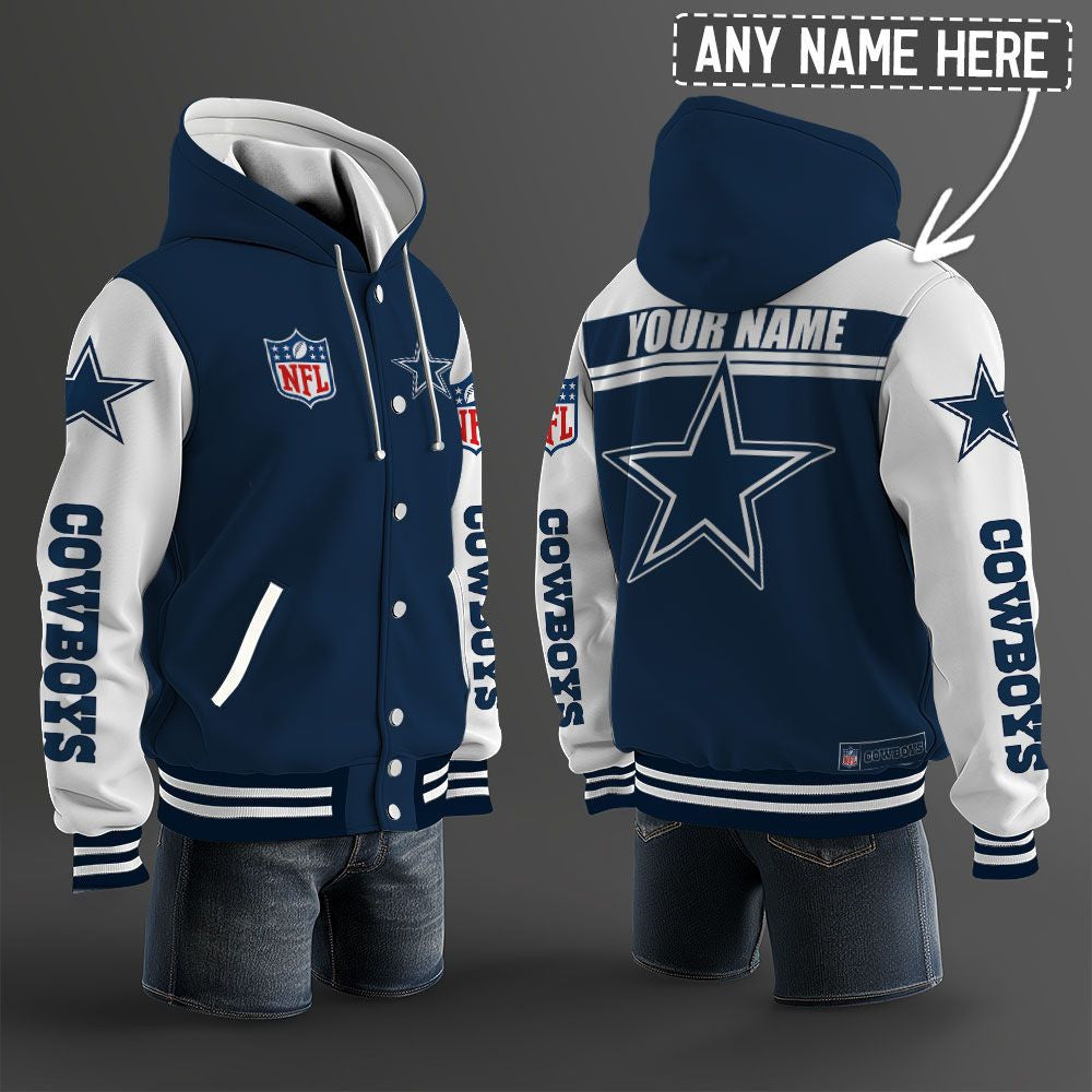 Dallas Cowboys Hooded Letterman Jacket Custom Name Brdct3da0905