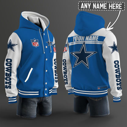Dallas Cowboys Hooded Letterman Jacket Custom Name Brdct3da0905