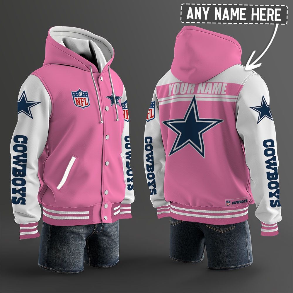 Dallas Cowboys Hooded Letterman Jacket Custom Name Brdct3da0905